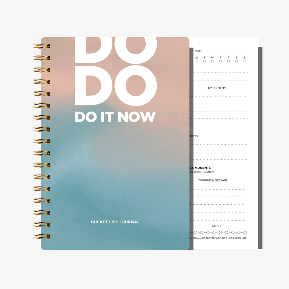 Premium Bucket List Journal - Blue & Pink - Fillable Templates - A5 Size
