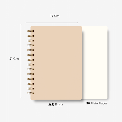 Premium Spiral Plain Notebook - Minimalist Pastel Brown - A5 Size, Made In UAE