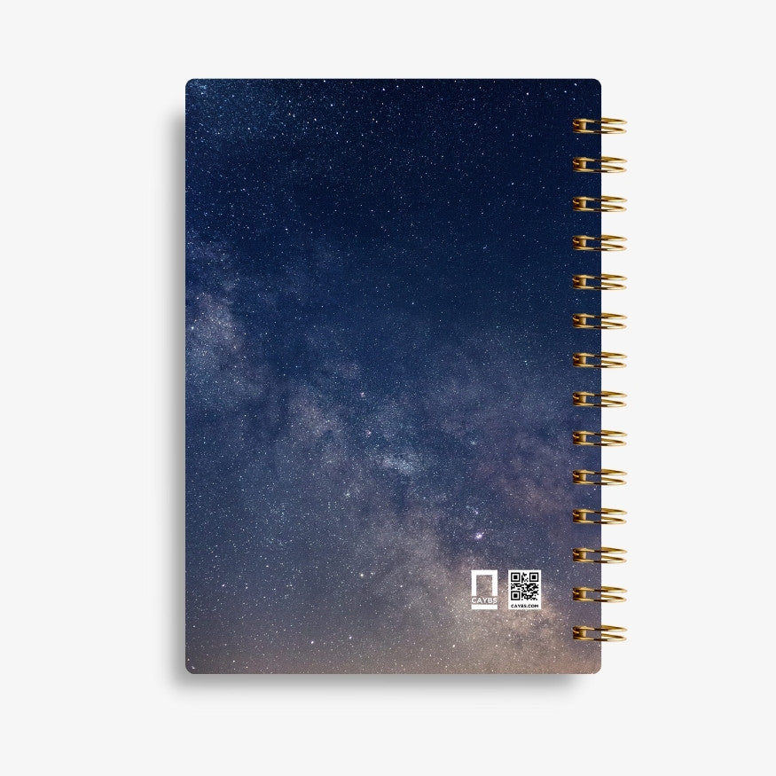 Premium Spiral Plain Notebook - Night Sky Printed Cover - A5 Size, Made In UAE