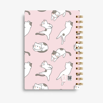 Premium Spiral Plain Notebook - Cat Pattern Printed Cover - A5 Size, Made In UAE
