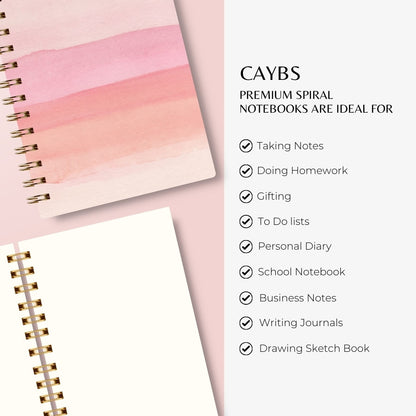 Premium Spiral Plain Notebook - Pink Stripes in Oil Pint Cover Design - A5 Size, Made In UAE