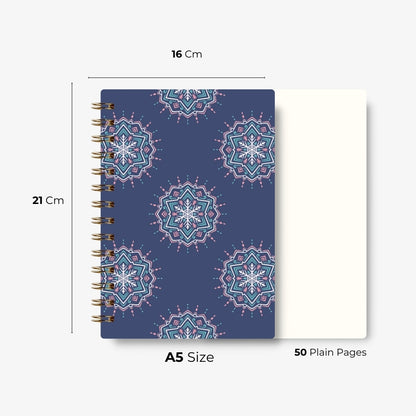 Premium Spiral Plain Notebook - Purple Kaleidoscope Cover Design - A5 Size, Made In UAE