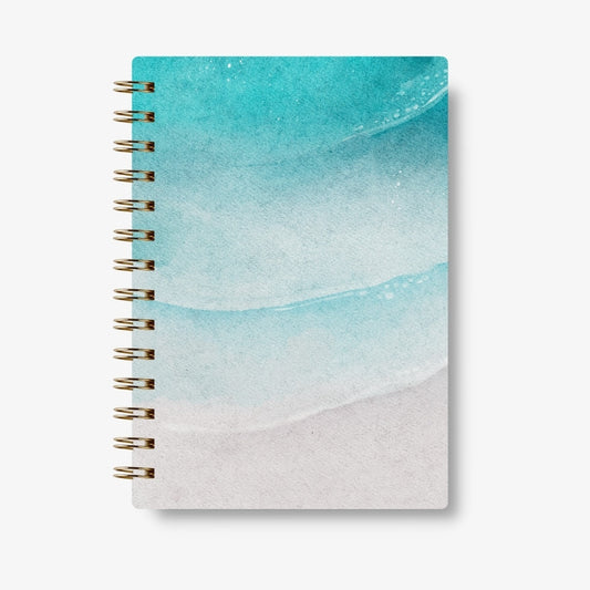 Premium Spiral Plain Notebook - Minimalist Beach Oil Painting Cover Design - A5 Size, Made In UAE