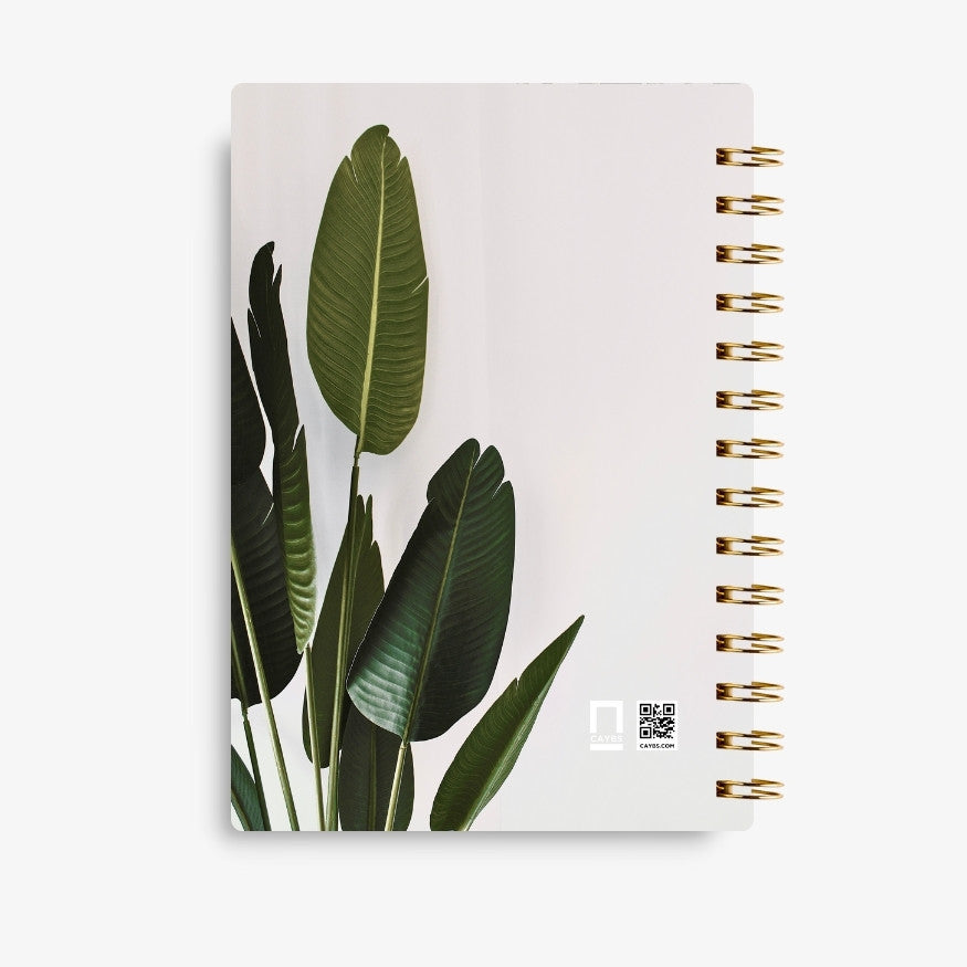 Premium Spiral Plain Notebook - Minimalist Green Leaf Cover Design - A5 Size, Made In UAE