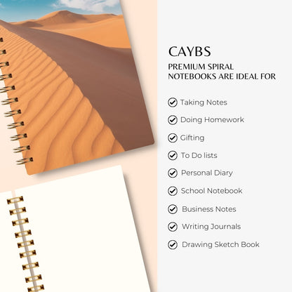Premium Spiral Plain Notebook - Desert and Sky Printed Cover - A5 Size, Made In UAE