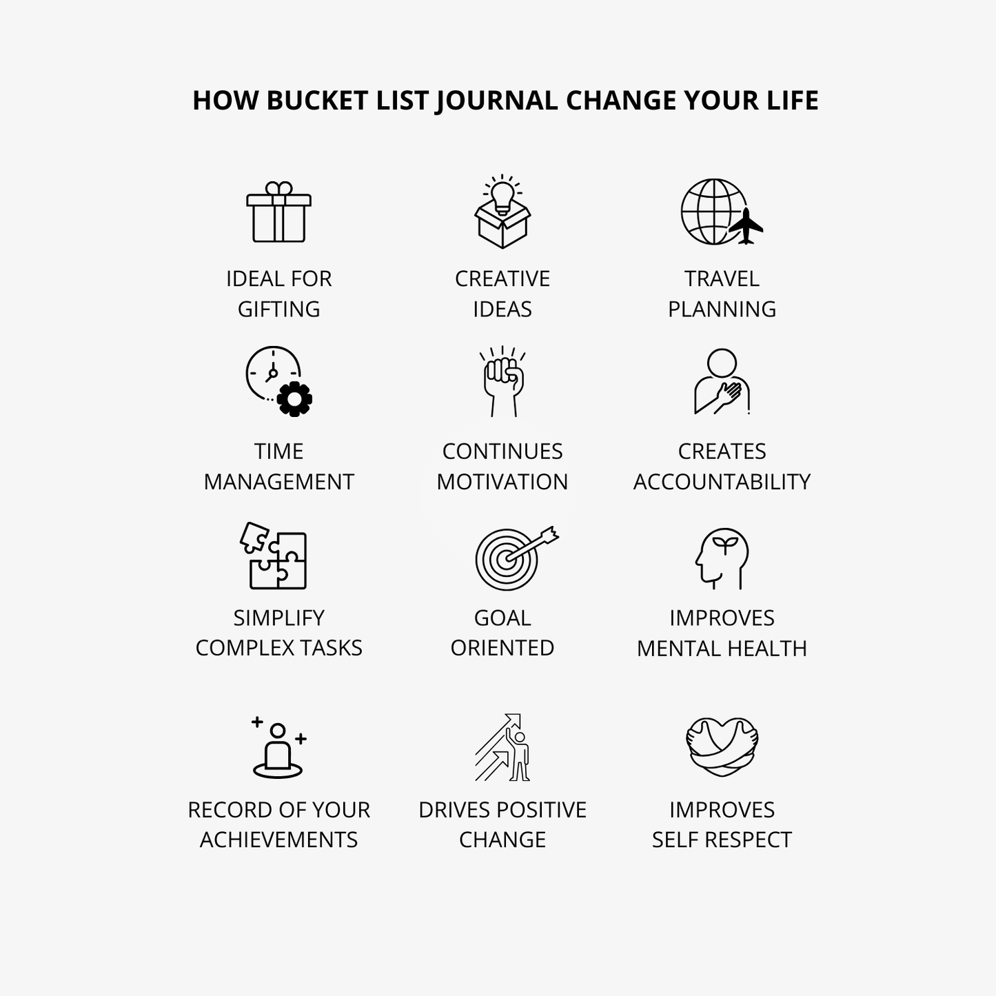 Premium Bucket List Journal - Sunset Orange - Fillable Templates - A5 Size