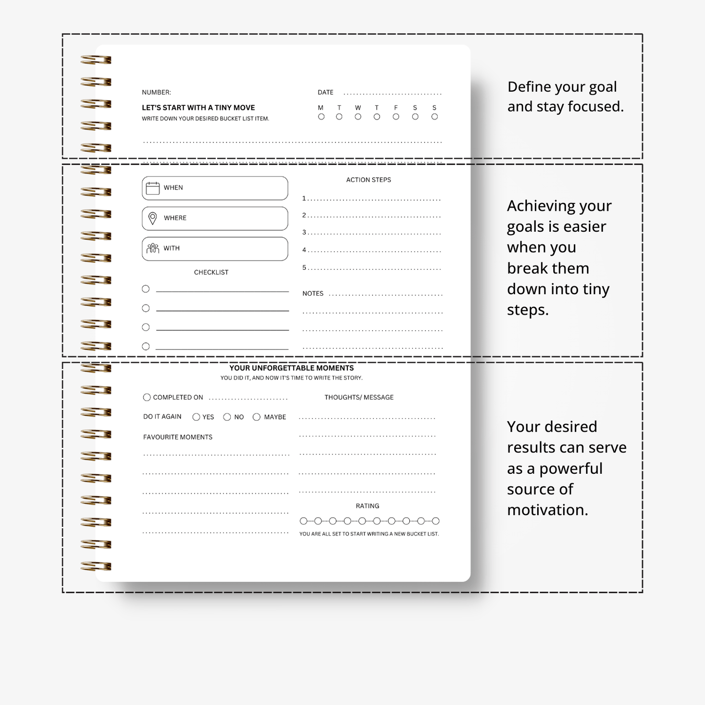 Premium Bucket List Journal - Aqua Blue - Fillable Templates - Made In UAE - A5 Size