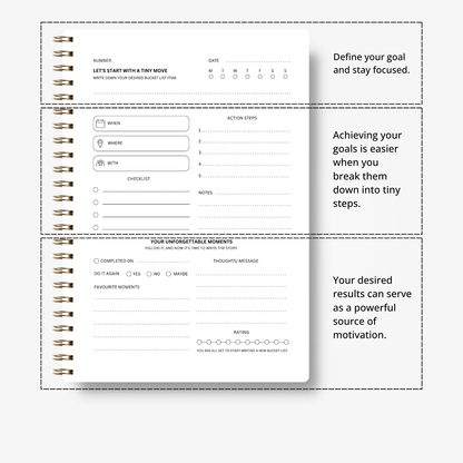Premium Bucket List Journal - Ivory White - Fillable Templates - Made In UAE - A5 Size