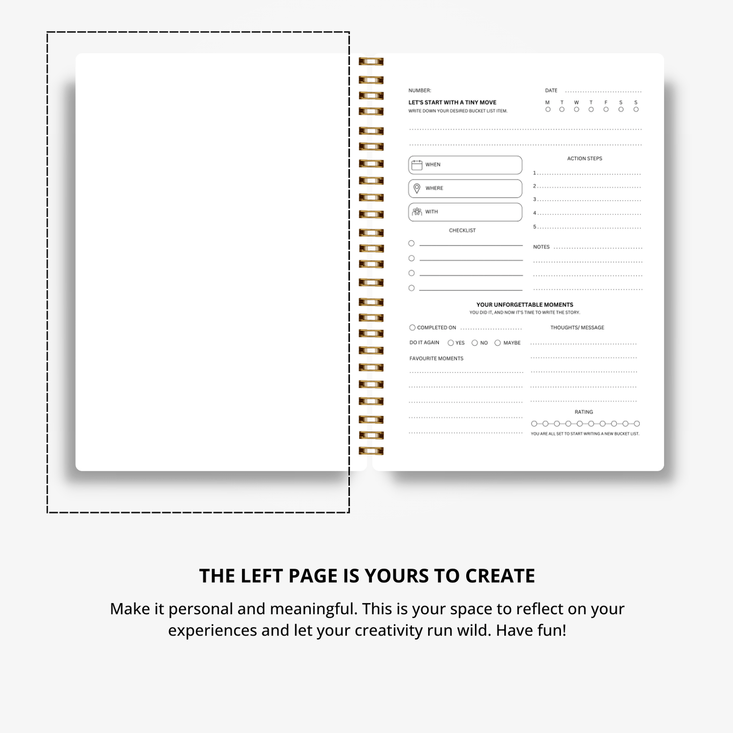 Premium Bucket List Journal - Pastel Grey - Fillable Templates - Made In UAE - A5 Size