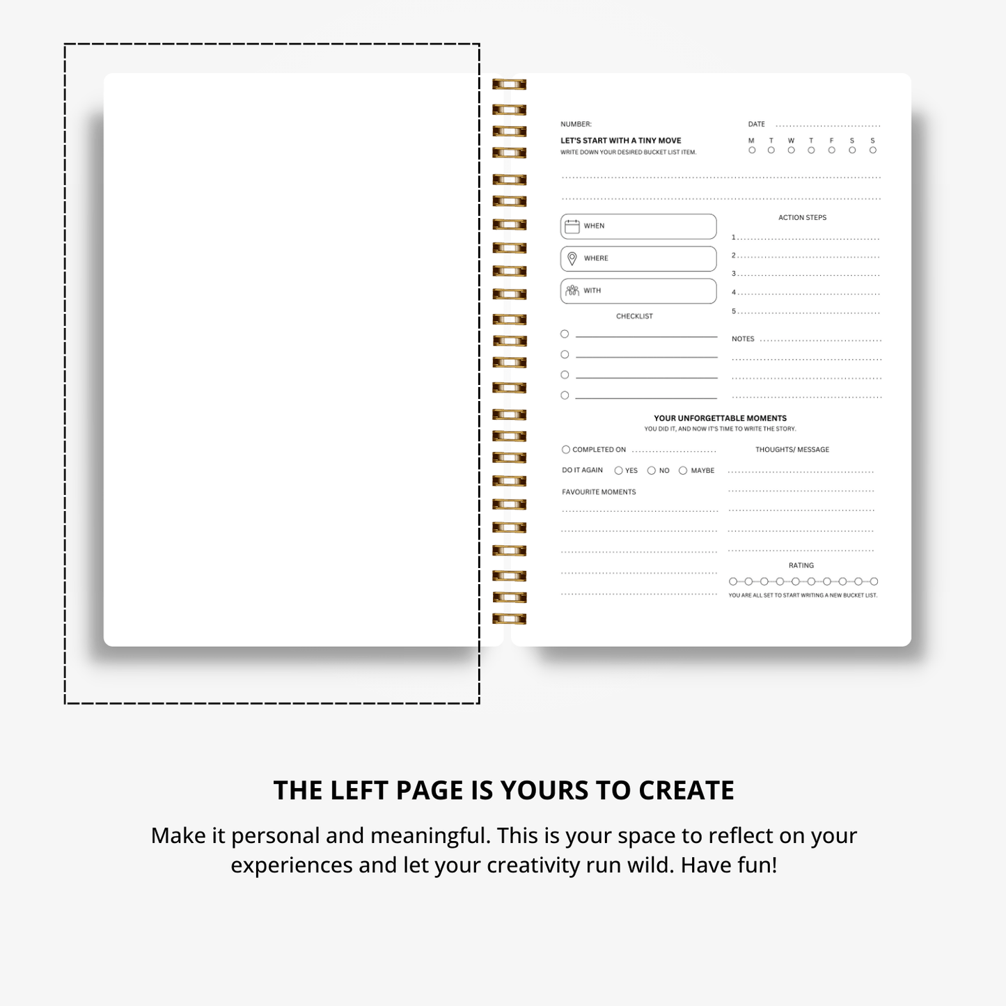 Premium Bucket List Journal - Blue & Pink - Fillable Templates - A5 Size
