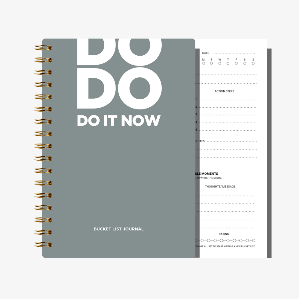 Premium Bucket List Journal - Pastel Grey - Fillable Templates - A5 Size