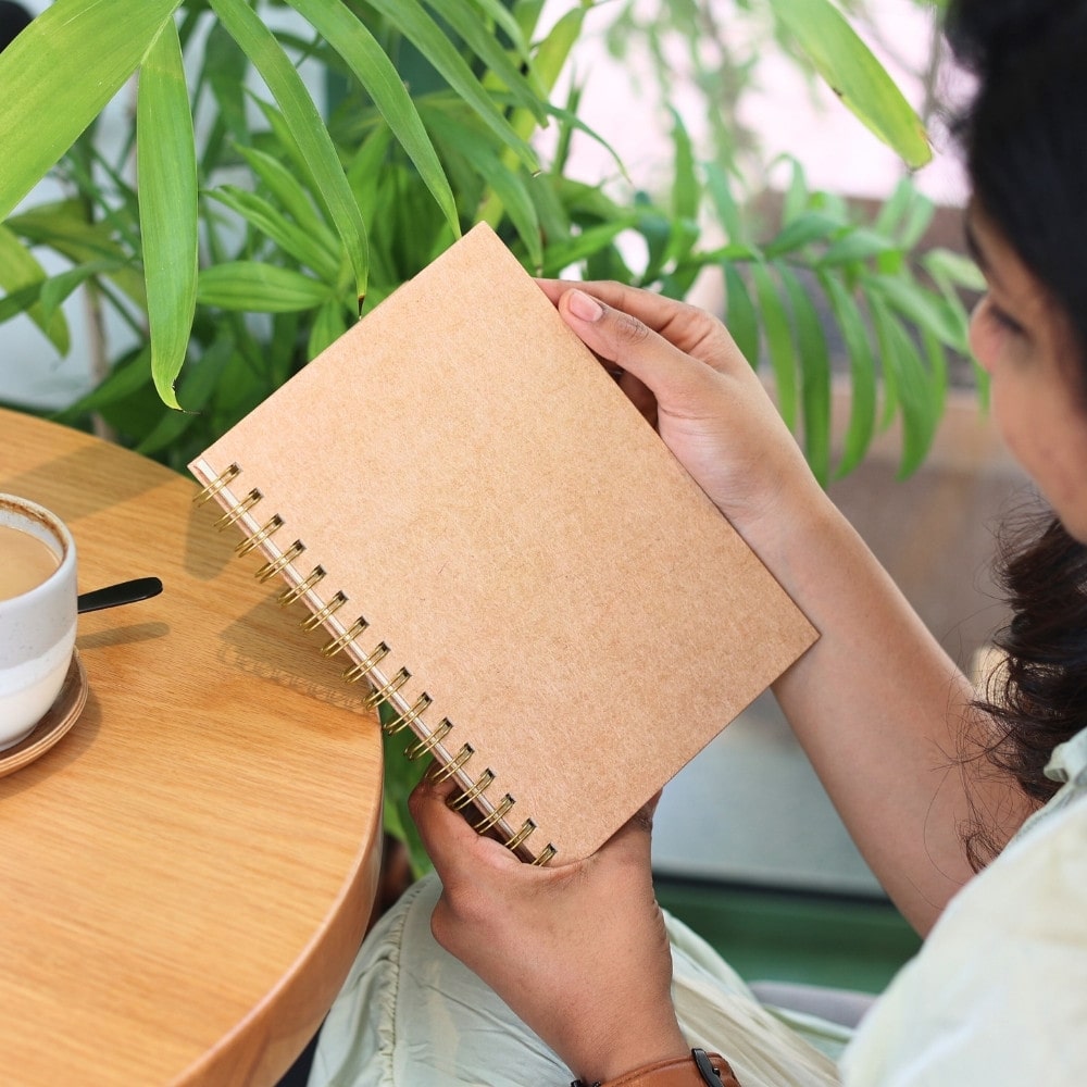Premium Spiral Plain Notebook - Kraft Natural Eco Friendly Design - A5 Size, Made In UAE