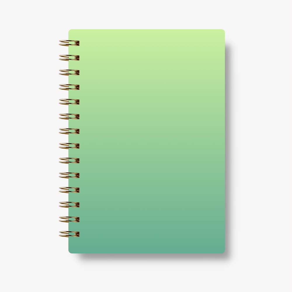 Premium Spiral Plain Notebook - Green Gradient Printed Cover - A5 Size, Made In UAE