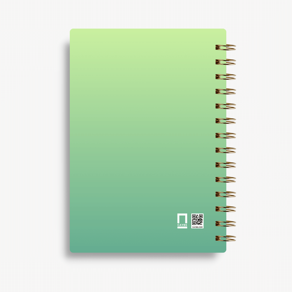 Premium Spiral Plain Notebook - Green Gradient Printed Cover - A5 Size, Made In UAE
