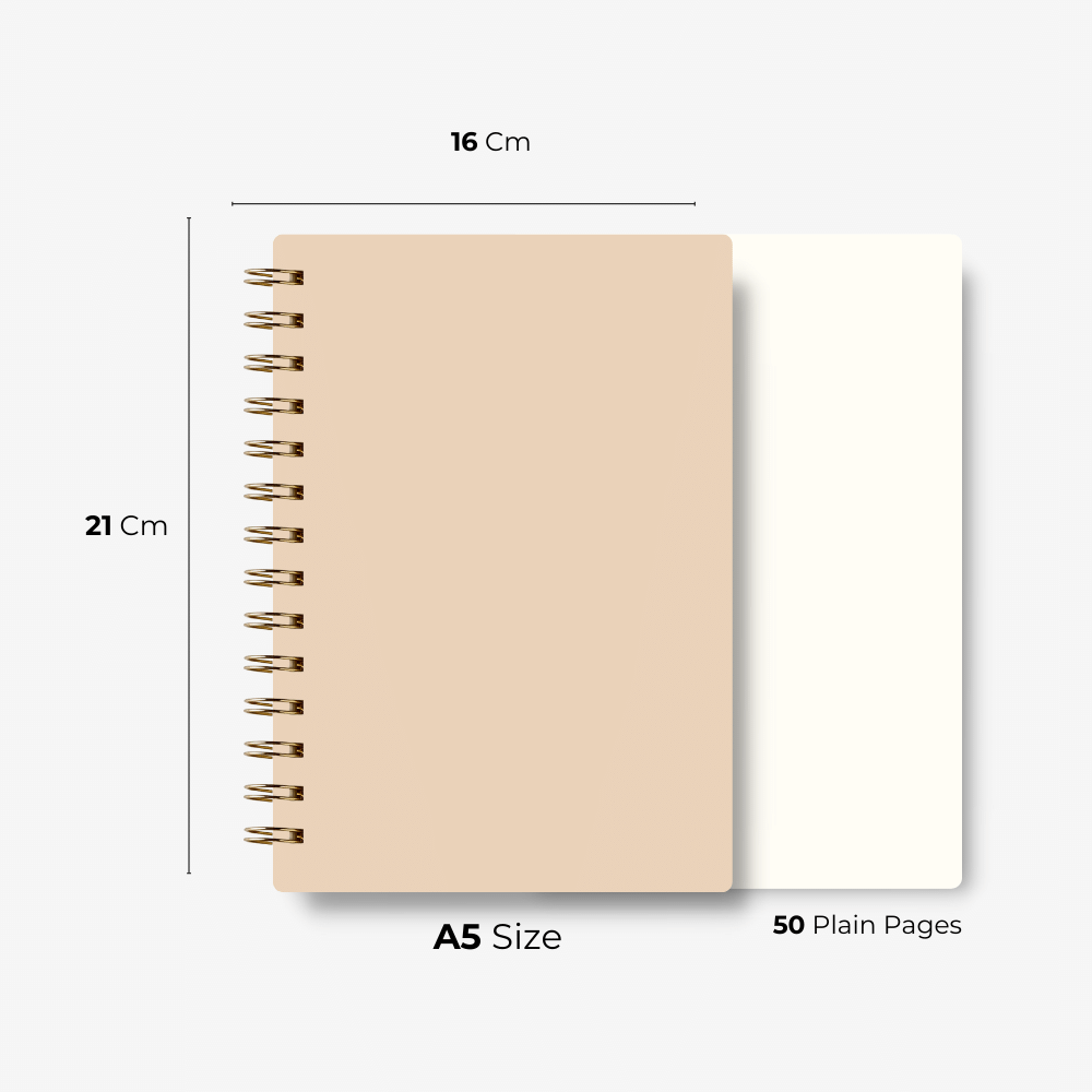 Premium Spiral Plain Notebook - Minimalist Pastel Brown - A5 Size, Made In UAE