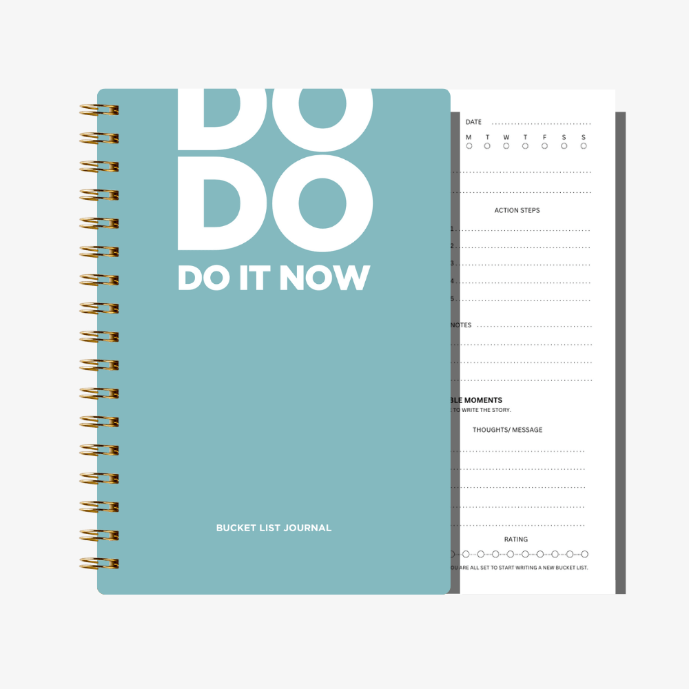 Bucket List Journal - Aqua Blue - Fillable Templates - A5 Size