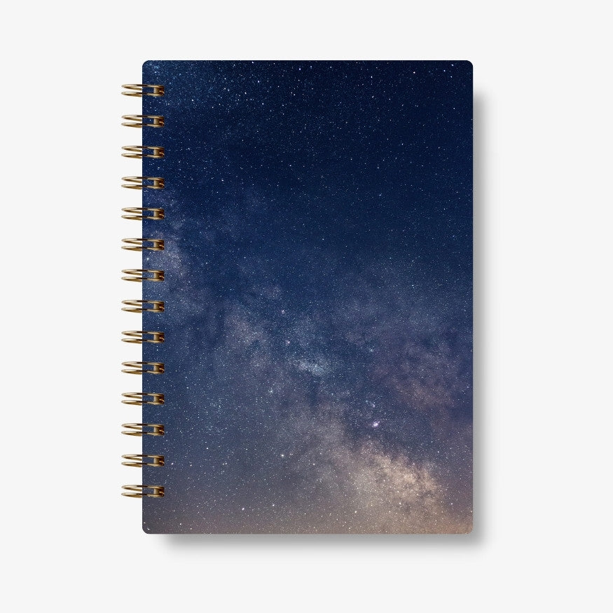 Premium Spiral Plain Notebook - Night Sky Printed Cover - A5 Size, Made In UAE