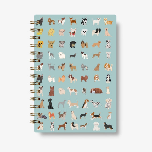 Premium Spiral Plain Notebook - Dogs Pattern Cover Printed- A5 Size, Made In UAE