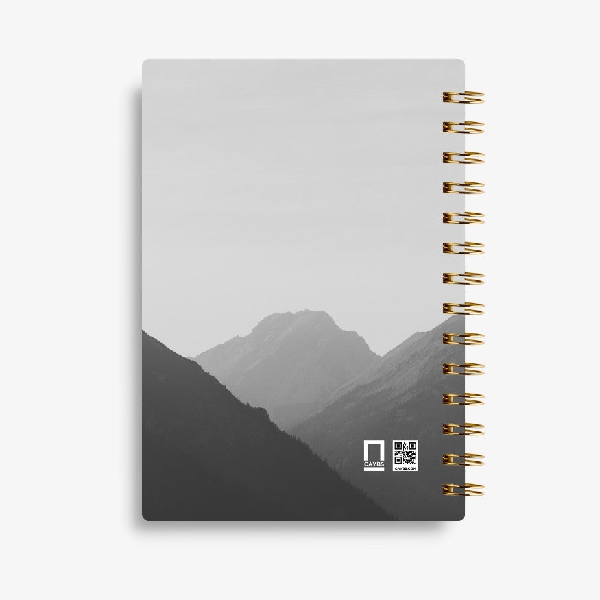 Premium Spiral Plain Notebook - Black & White Mountain Cover - A5 Size, Made In UAE