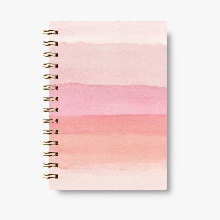 Premium Spiral Plain Notebook - Pink Stripes in Oil Pint Cover Design - A5 Size, Made In UAE