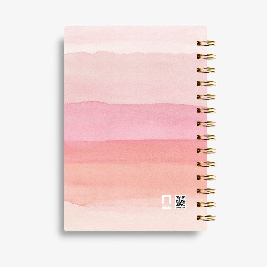 Premium Spiral Plain Notebook - Pink Stripes in Oil Pint Cover Design - A5 Size, Made In UAE