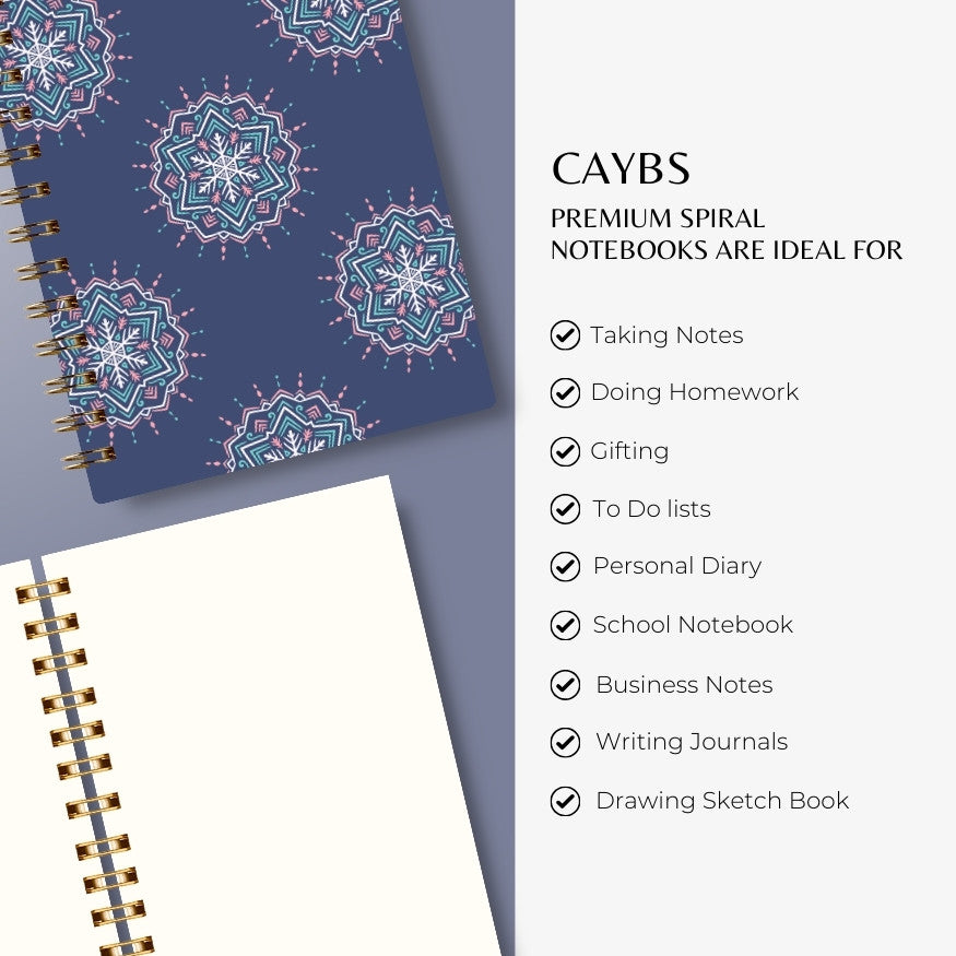 Premium Spiral Plain Notebook - Purple Kaleidoscope Cover Design - A5 Size, Made In UAE