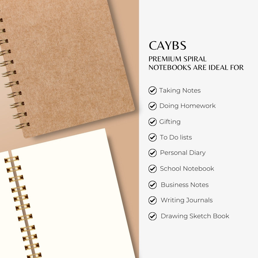 Premium Spiral Plain Notebook - Kraft Natural Eco Friendly Design - A5 Size, Made In UAE