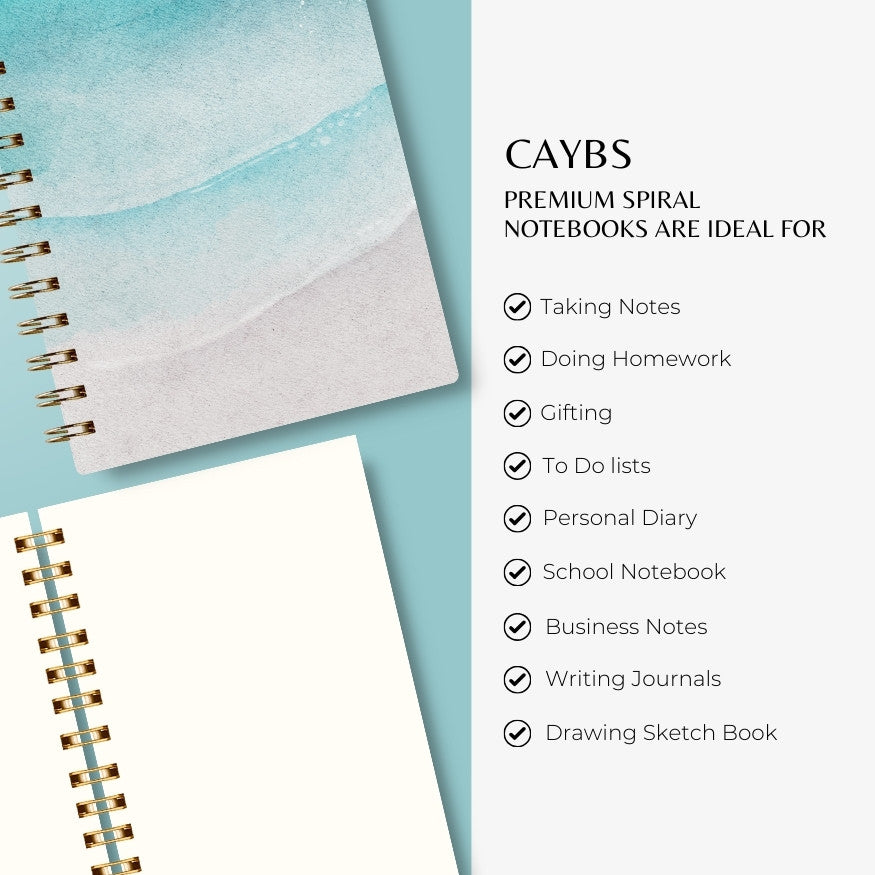 Premium Spiral Plain Notebook - Minimalist Beach Oil Painting Cover Design - A5 Size, Made In UAE