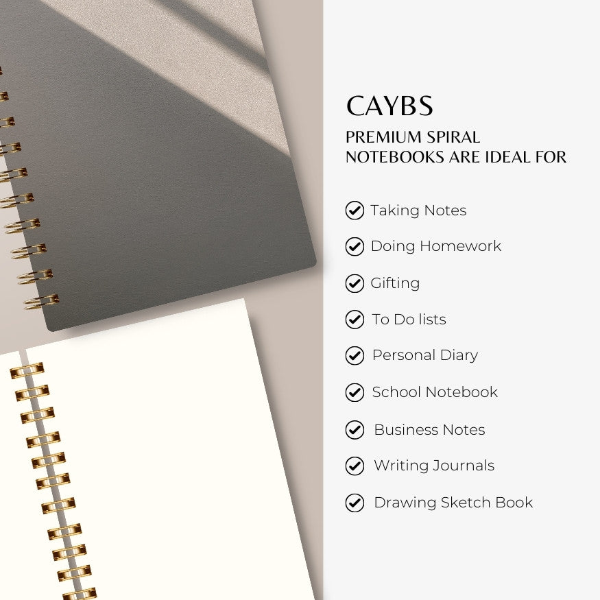 Premium Spiral Plain Notebook - Minimalist Shadow Wall Cover Design- A5 Size, Made In UAE