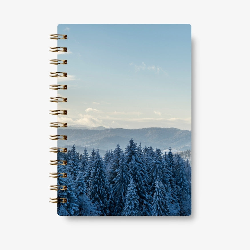 Premium Spiral Plain Notebook - Winter & Snowy Printed Cover - A5 Size, Made In UAE