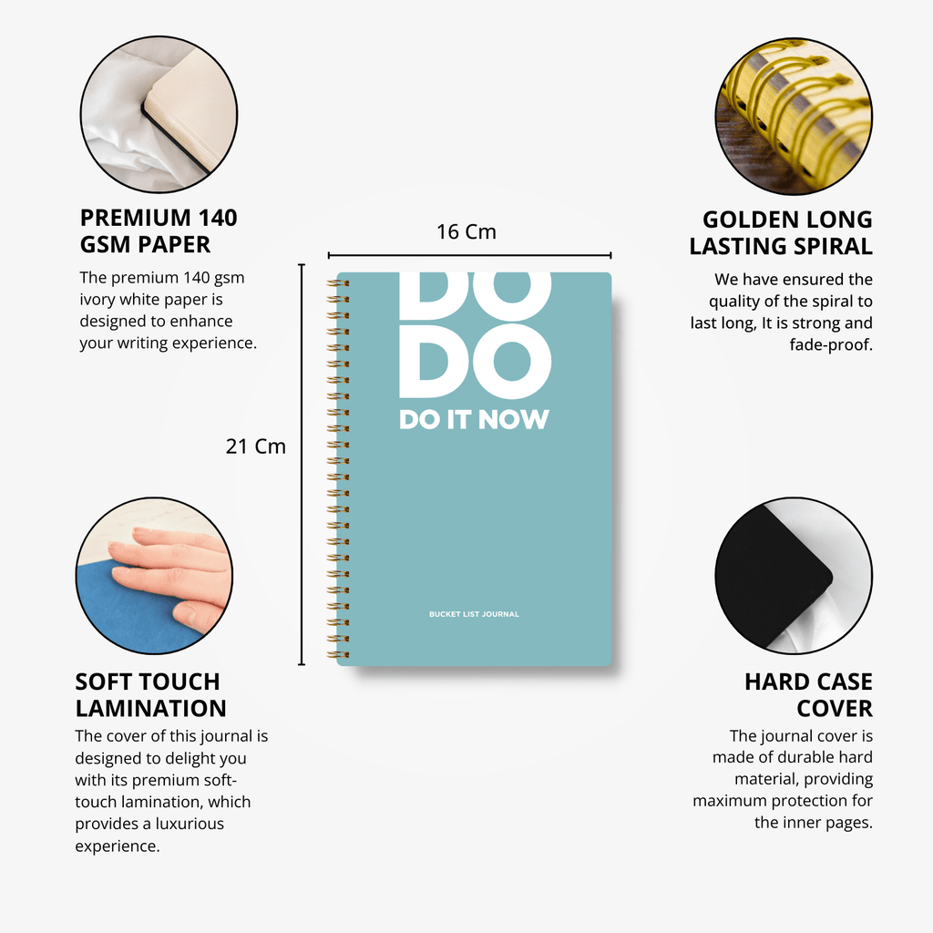 Bucket List Journal - Aqua Blue - Fillable Templates - A5 Size