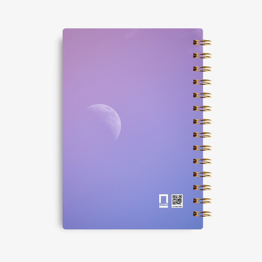 Premium Spiral Plain Notebook - Purple Moon Cover Design - A5 Size, Made In UAE