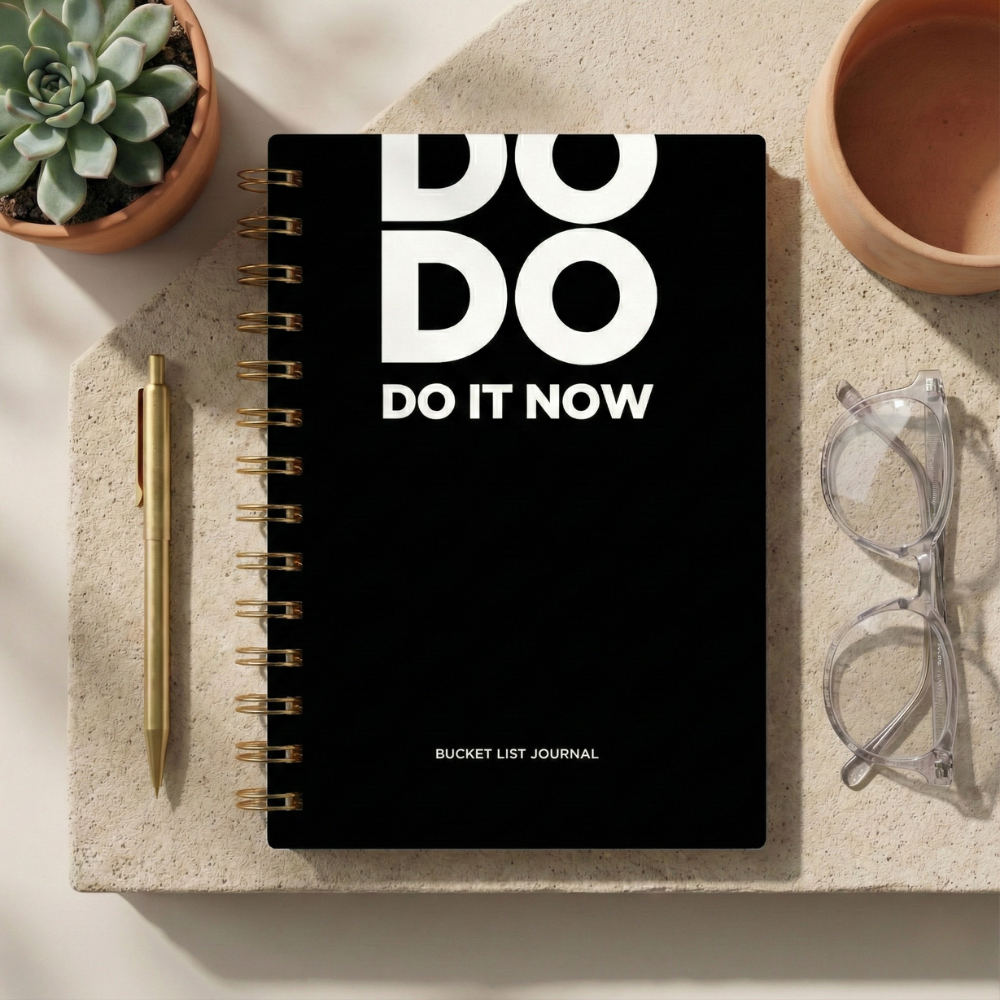 Bucket List Journal - Midnight Black - Fillable Templates - A5 Size