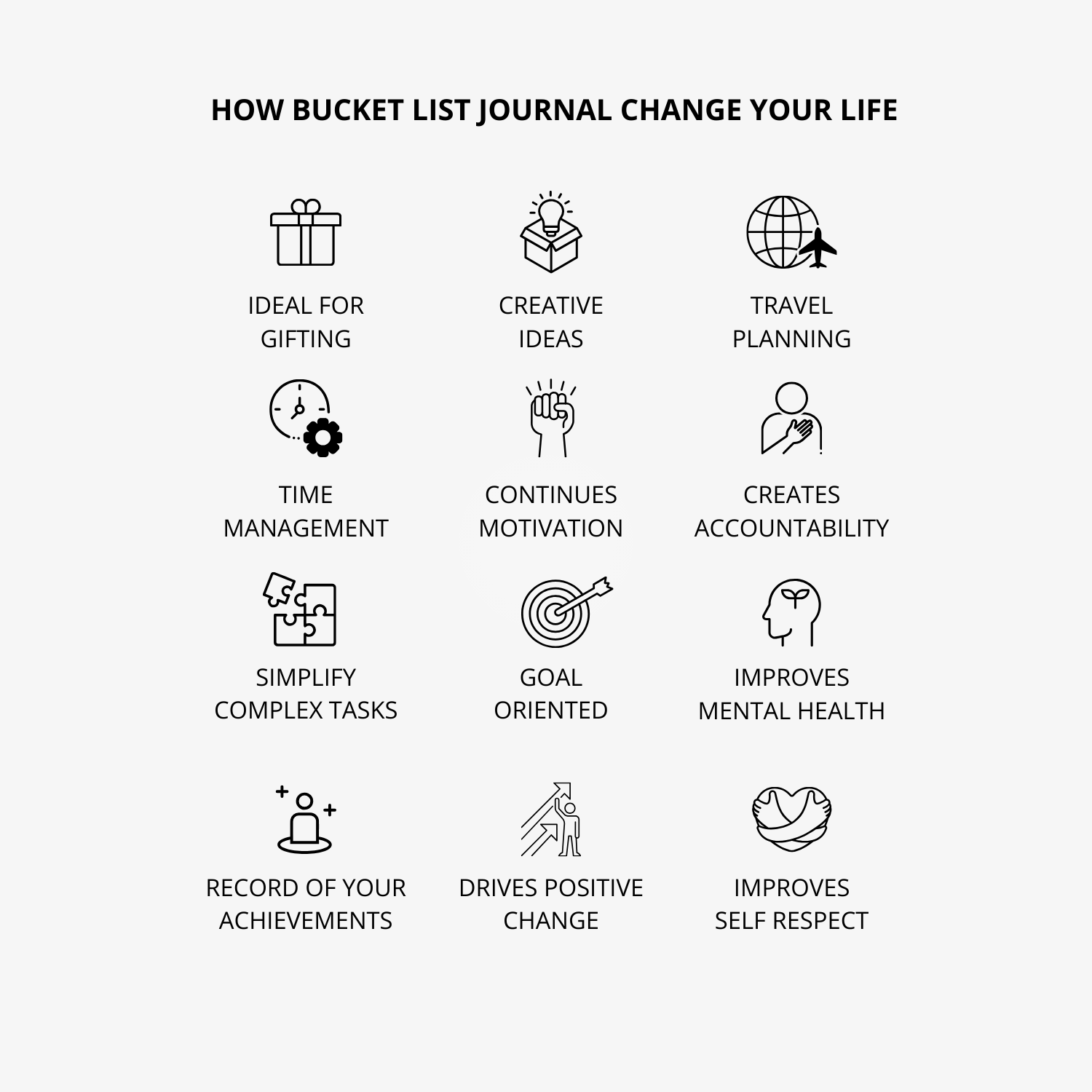 Bucket List Journal - Pastel Grey - Fillable Templates - A5 Size