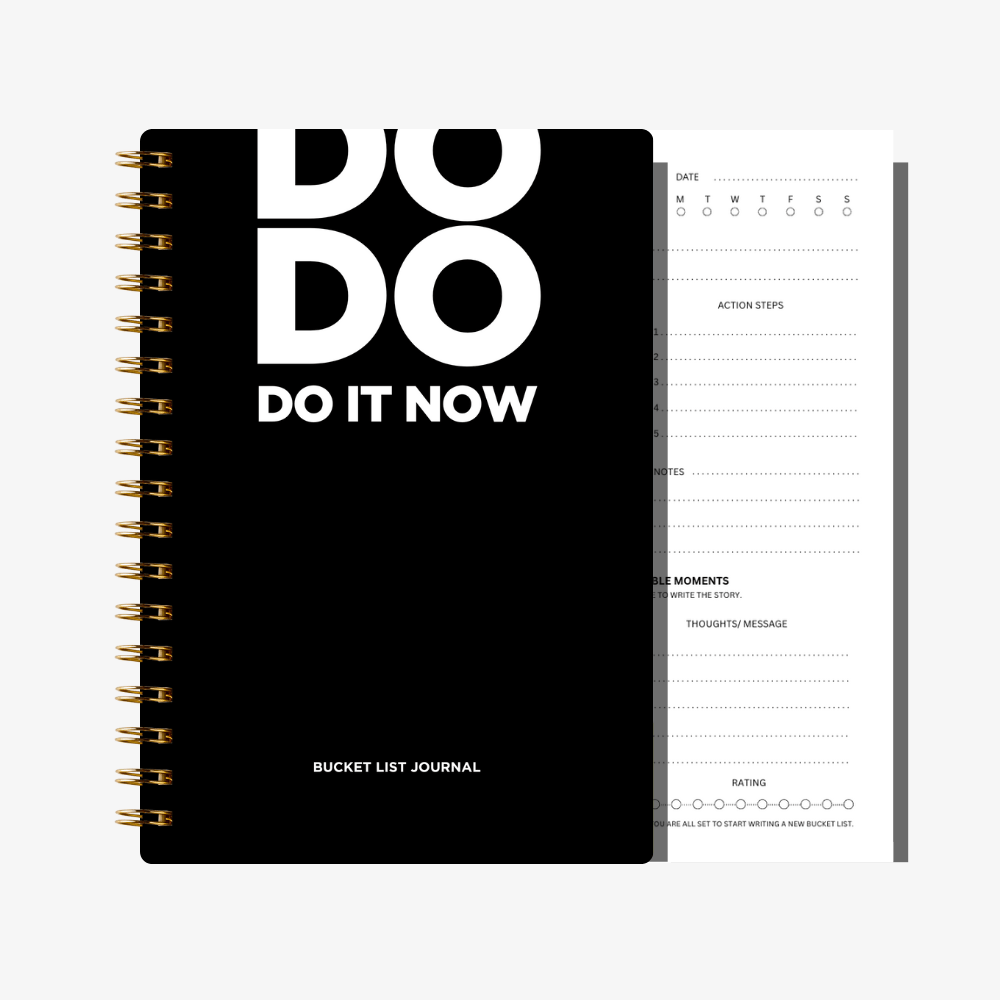 Bucket List Journal - Midnight Black - Fillable Templates - A5 Size