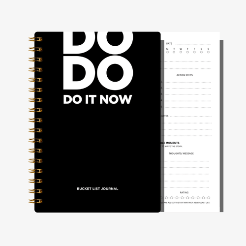 Bucket List Journal - Midnight Black - Fillable Templates - A5 Size