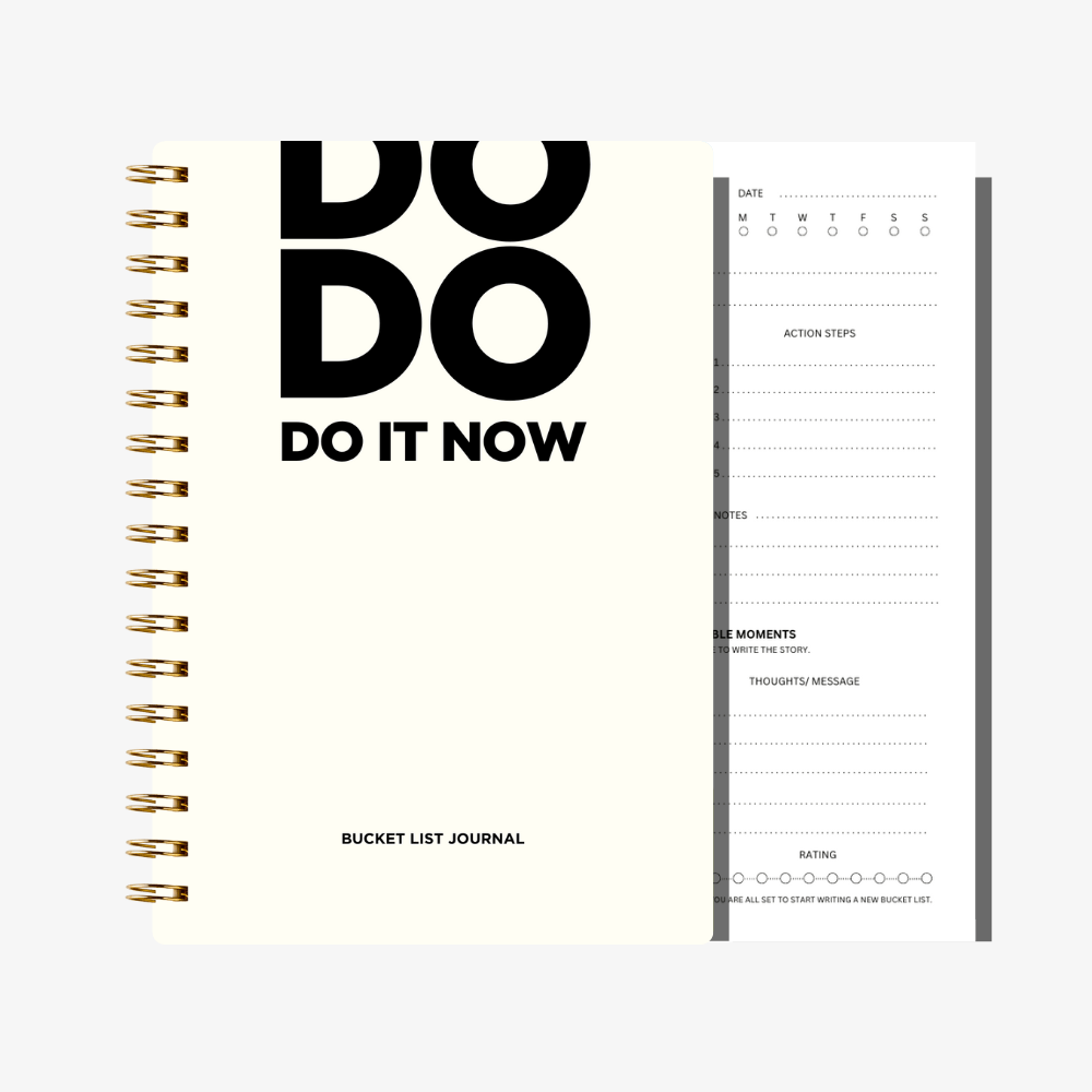 Bucket List Journal - Ivory White - Fillable Templates - A5 Size