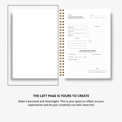Premium Bucket List Journal - Midnight Black - Fillable Templates - Made In UAE - A5 Size