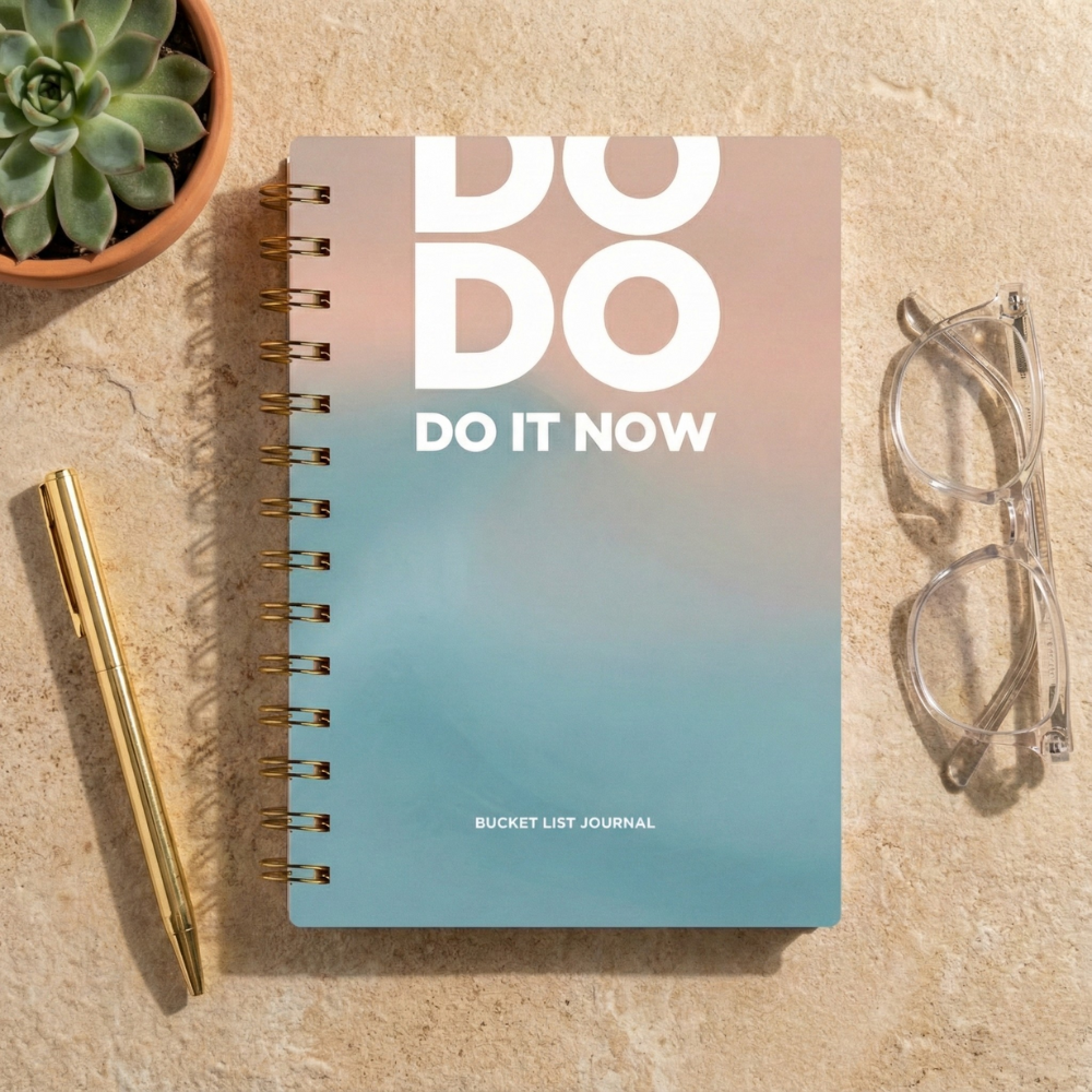 Bucket List Journal - Blue & Pink - Fillable Templates - A5 Size