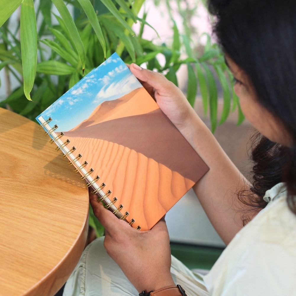 Premium Spiral Plain Notebook - Desert and Sky Printed Cover - A5 Size, Made In UAE