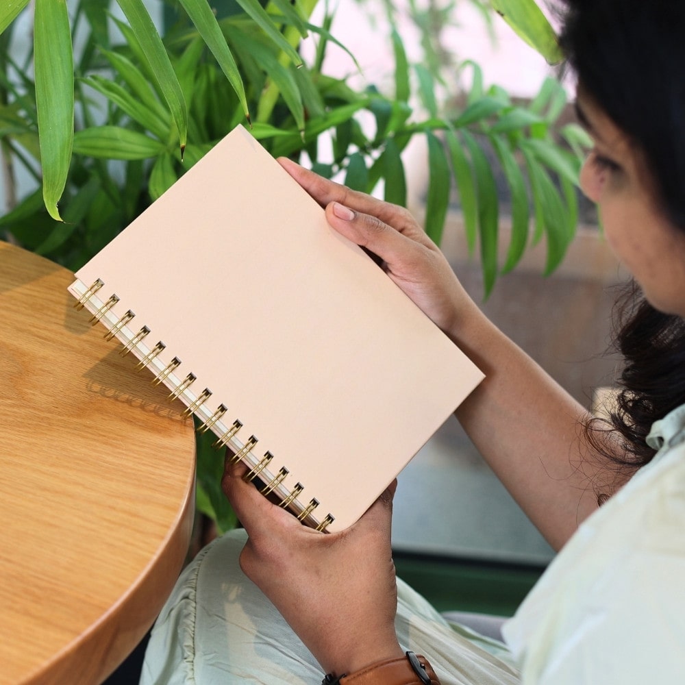 Premium Spiral Plain Notebook - Minimalist Pastel Brown - A5 Size, Made In UAE