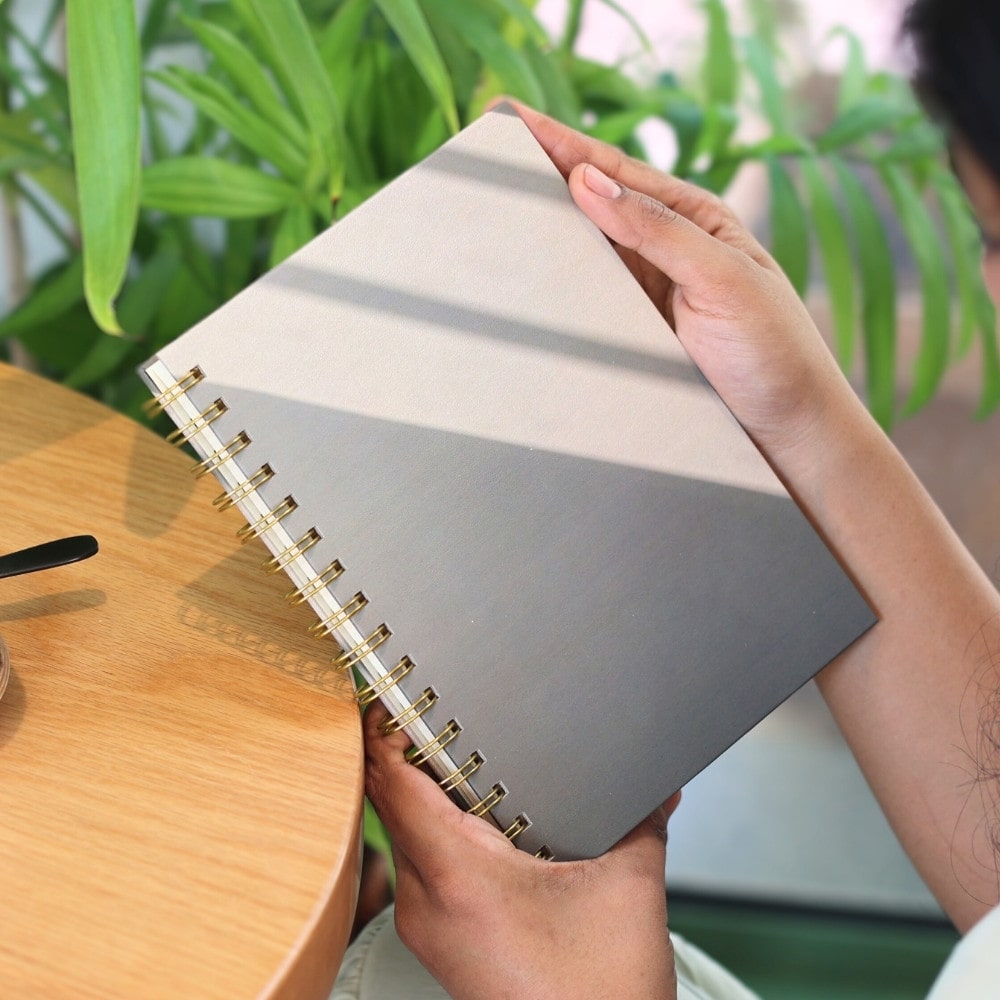 Premium Spiral Plain Notebook - Minimalist Shadow Wall Cover Design- A5 Size, Made In UAE