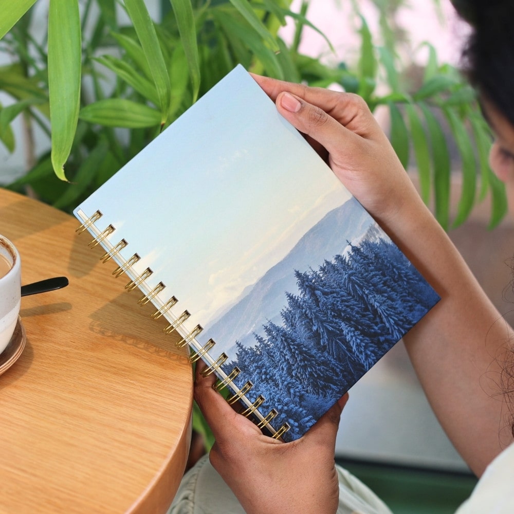 Premium Spiral Plain Notebook - Winter & Snowy Printed Cover - A5 Size, Made In UAE