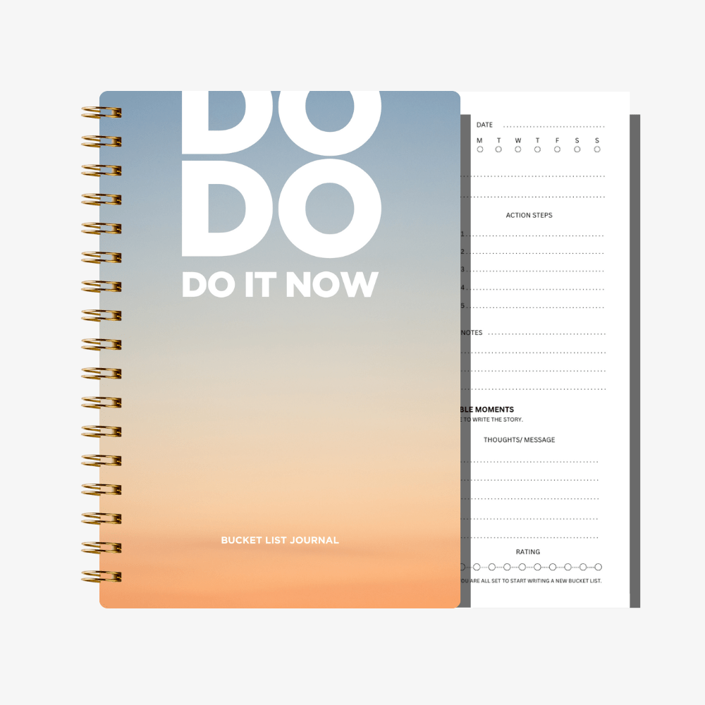 Bucket List Journal - Sunset Orange - Fillable Templates - A5 Size